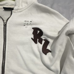 forgot Men’s S Beige Full Zip Hooded Hoodie w/ Pockets Embroidered Graphic