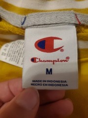 Champion Mens Size Medium BAGGY Varsity Crewneck Sweatshirt Yellow Y2K Sz M