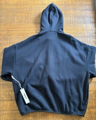 Fear of God ESSENTIALS Jet Black Modern Fit Fleece Hoodie Logo Patch