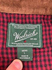 Vintage Woolrich Sweatshirt Mens Large Red Deep Ruby Fleece Pocket Quarter Zip