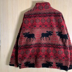 For Seasons Sweater Adult Size Large Red Long Sleeve Men’s Fleece Zip Up
