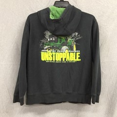 John Deere Mens Full Zip Hoodie Black Unstoppable Tractor Graphic Sweatshirt M