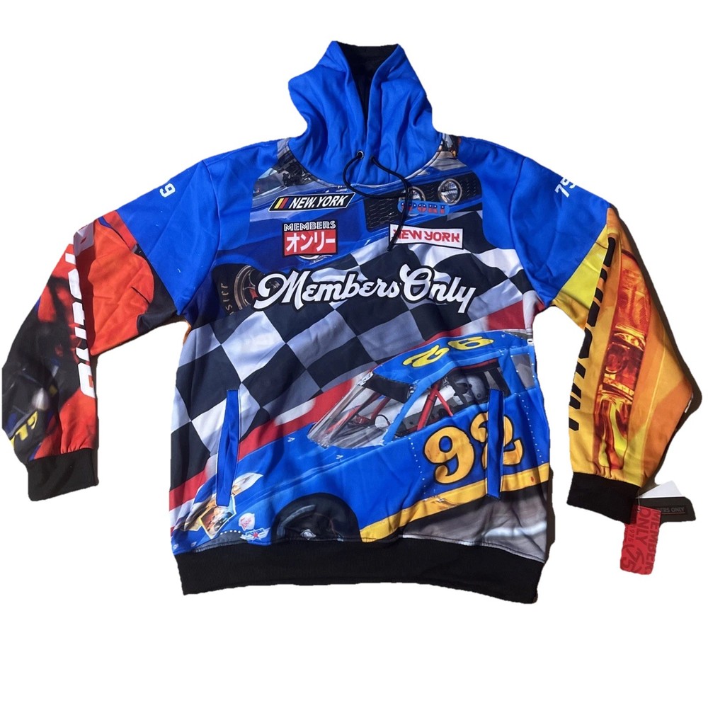 Mens Members Only Sport NASCAR Hoodie Size L Made In Egypt 🔥 NEW 🔥