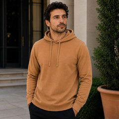 100% Combed Cotton Lightweight Almond Hoodie Garment Dyed Pullover All Seasons