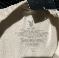 Playboy Men’s Beige Crew Neck Pullover Sweatshirt Bunny Logo Graphic Size L