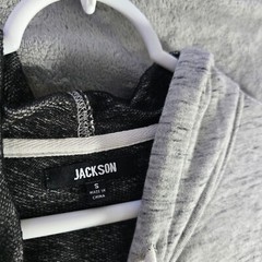 Jackson Short Sleeve Hoodie Layered Hem Casual Top Gray Mens Size S