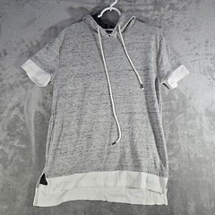 Jackson Short Sleeve Hoodie Layered Hem Casual Top Gray Mens Size S