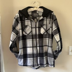 Brooklyn Cloth Plaid Flannel Black And White Men’s Large Spring Jacket Skater
