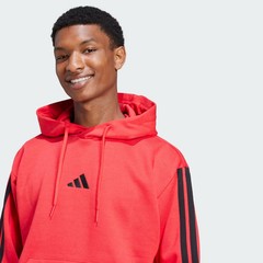 adidas Essentials 3-Stripes Fleece Hoodie Red