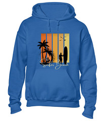 SURFER BEACH SILHOUETTE HOODY HOODIE CASUAL SUMMER HOLIDAY CLOTHING FUNNY TOP