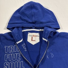 Triple 5 Soul 555 Zip Up Hoodie Sweatshirt Blue Large