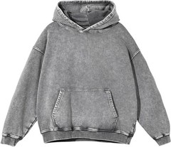 Mens Vintage Acid Wash Hoodie Oversized Pullover Streetwear Sweatshirt