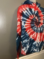 Parks Hoodie Mens Medium Red White Blue Tie Dye Quarter Zip Kangaroo Pocket