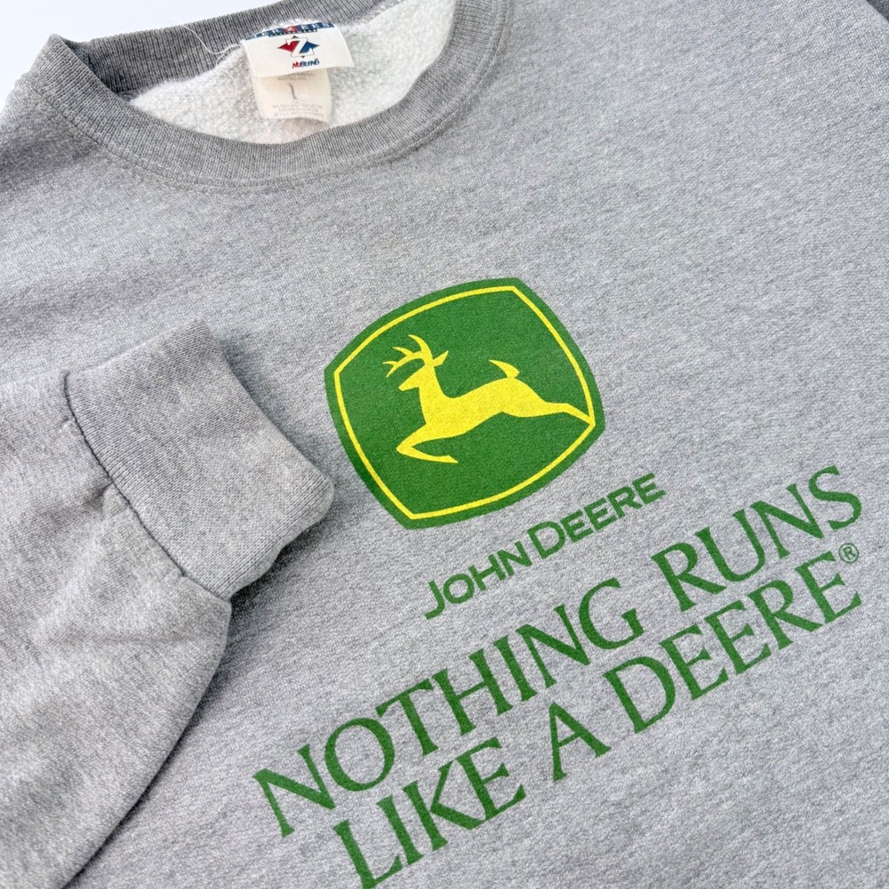 Vintage Jerzees John Deere Sweatshirt Mens XL Gray Crewneck Pullover 90s Y2K