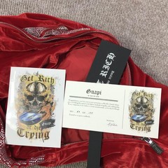 Guapi Hoodie Mens XL Red Velvet Skull Rhinestone Full Zip Limited Edition Jacket