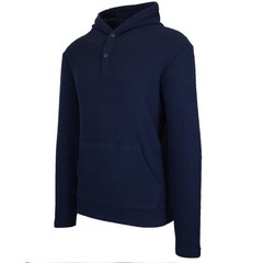 BLUE ICE PREMIUM CLOTHING MEN’S LOOSE FIT WAFFLE KNIT THERMAL HENLEY – NAVY