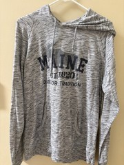 Maine Graphic Lightweight Hoodie Grey Size Large Excellent Condition