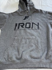 Iron Strength & Conditioning Hoodie Gray Unweak Yourself Gym Pullover L