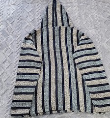 Mexican Baja Hoodie Drug Rug Blue/White/Black, Size XL PRE OWNED
