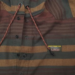 Vintage LL Bean Hoodie Mens Small Multicolor Striped Flannel Wool Blend Pullover