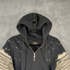 NWT $69 TAILORED REC Apocalypse Fleece Hoodie SMALL Pleated Sleeve Hand painted