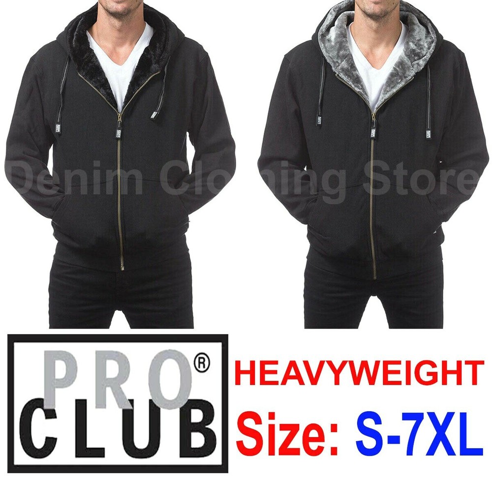 Pro Club Pile Full Zip Up Hoodie Heavyweight Thick Jacket Sweatshirts Size S-5XL