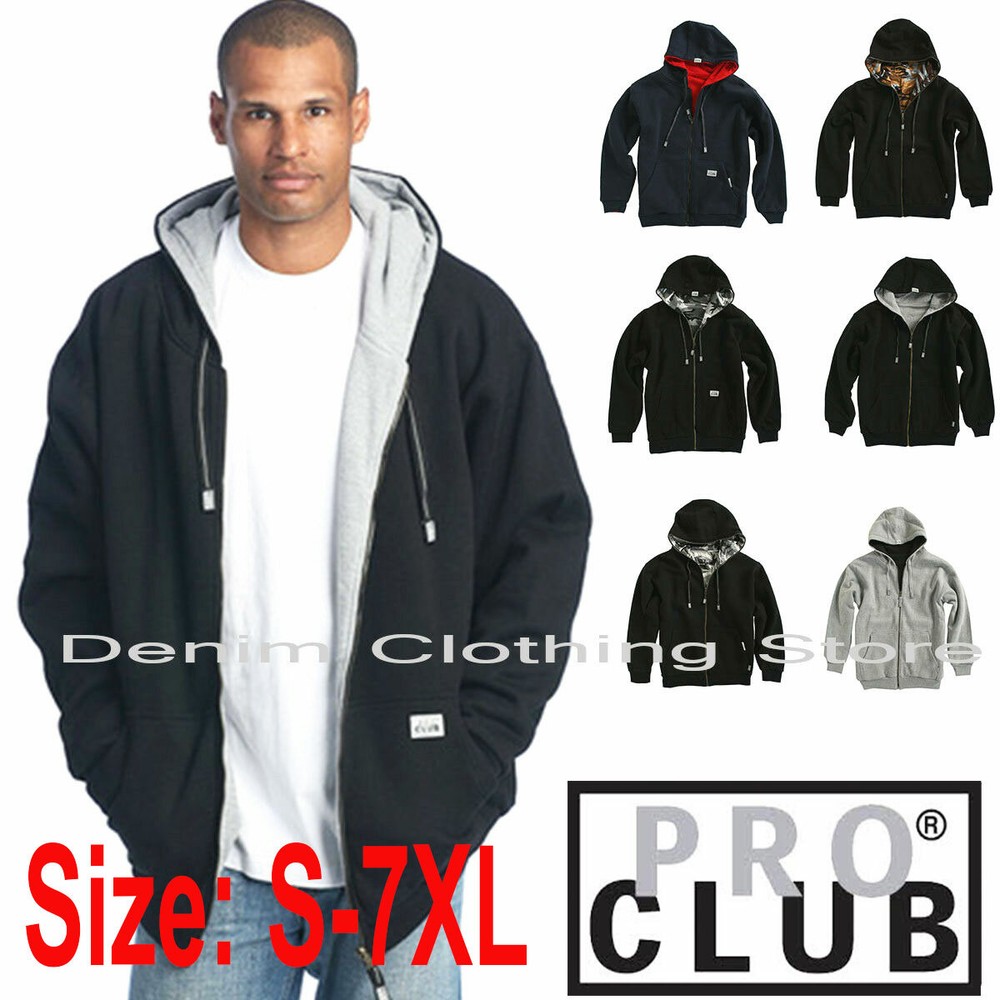 Pro Club Reversible Full Zip Up Heavyweight Thick Jacket Sweatshirts Size S-5XL