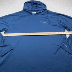 Columbia Hoodie Pullover Men XL Blue Lightweight Breathable Hooded Jersey