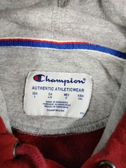 Champion Hoodie Mens Large Red Pullover Fleece Sweatshirt Embroidered Logo