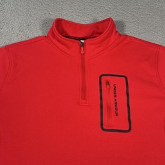 Under Armour Sweatshirt Mens XL Red 1/4 Zip Fleece Pocket Pullover Athletic