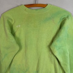 VTG 60s Sweatshirt M Green Blank Cotton Paint Marbled Fade Distressed Collegiate