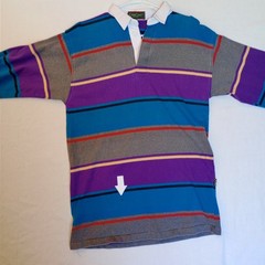 CROSS CREEK MADE IN USA LARGE TEAL GRAY PURPLE RUGBY SHIRT