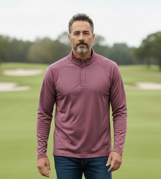 Holderness & Bourne Men’s The Payne Golf Pullover Snap Button Plum Large