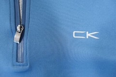 CALVIN KLEIN CK BLUE XL REGULAR FIT ATHLETIC STRETCH HALF ZIP MOCK NECK SWEATER