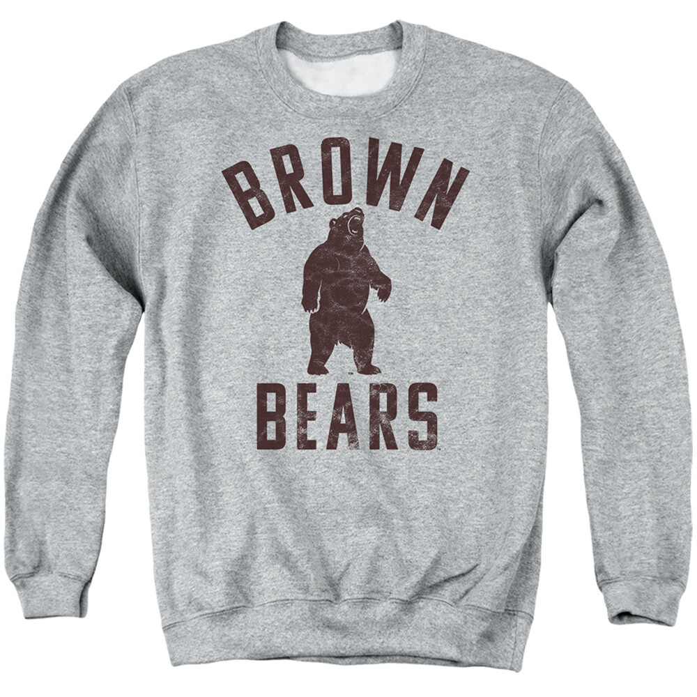 Brown University Adult Crewneck Sweatshirt Bears Logo, Athletic Heather, S-3XL