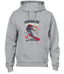 ADRENALINE EXTREME SKI HOODY HOODIE SKIING DESIGN COOL HOLIDAY CLOTHING GIFT TOP