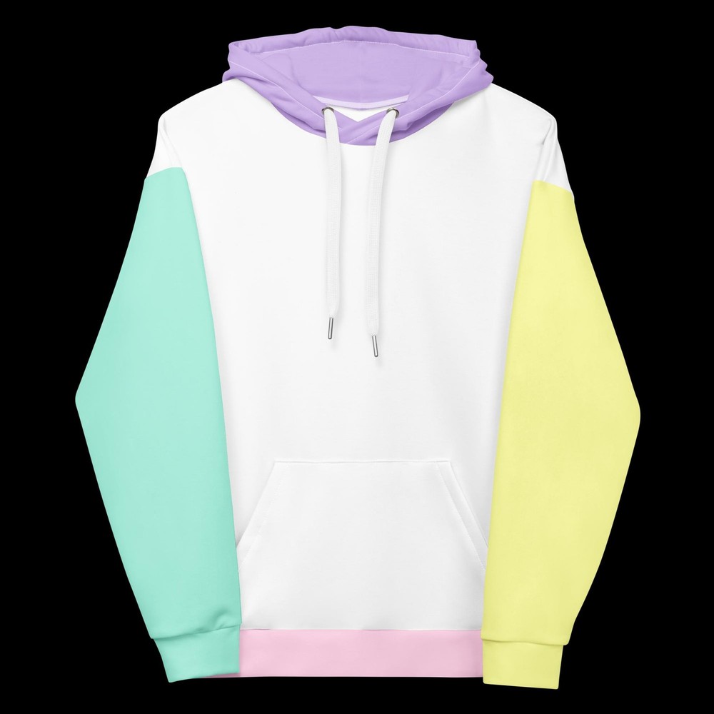 Unisex Pastel Purple Green Yellow Pink and White Street Fashion Hoodie