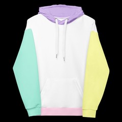 Unisex Pastel Purple Green Yellow Pink and White Street Fashion Hoodie