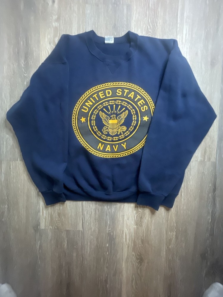 Vintage Soffe United States Navy Crewneck Sweatshirt Blue Large Made in USA