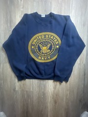 Vintage Soffe United States Navy Crewneck Sweatshirt Blue Large Made in USA