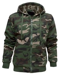 Mens Camouflage Hoodie Fur Lined Full Zip Army Camo Hooded Winter Jacket M – 3XL