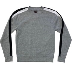 Royal Blue Apparel DOUBLE STRIPE FLEECE PULLOVER CREWNECK GREY/BLACK/WHITE 4523