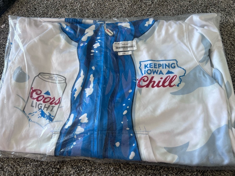 NEW Coors Light IOWA Adult Winter Holiday Hoodie Full Body Suit Size XXL