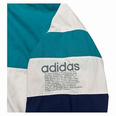 Vintage Adidas Size Large Sweatshirt Color Block Blue Teal White Striped 80s 90s
