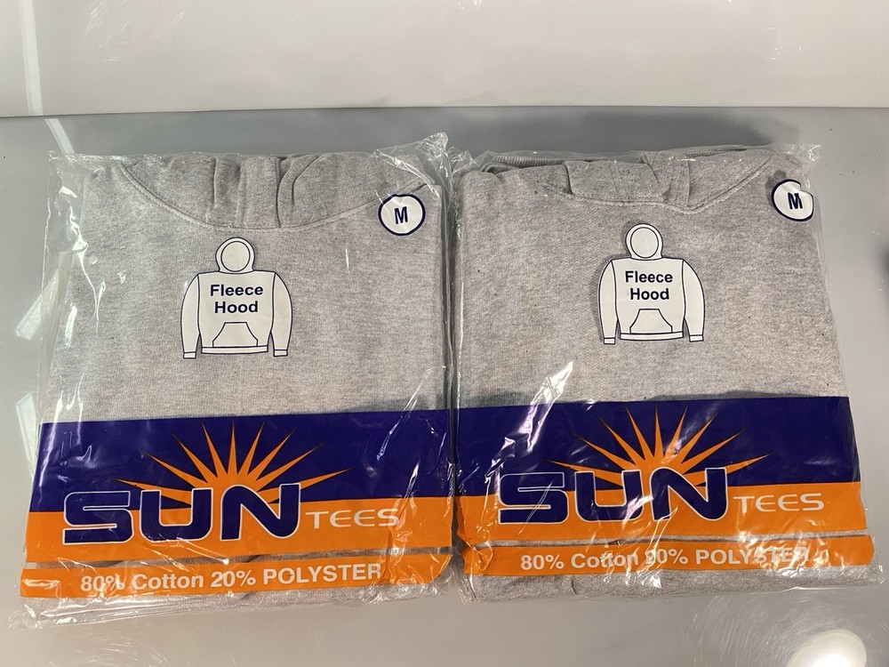 NEW Set Of 2 Sun Tees Grey Fleece Hoodies Cotton/Poly Blend Men’s Sz. M