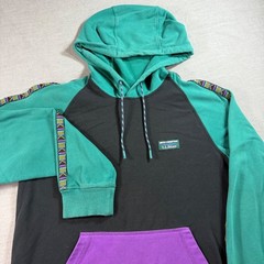 LL Bean Hoodie Mens Small S Green Black Purple Excellent Colorblock Aztec Trim