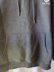 Hoodie with “None” Logo Black Heavyweight Pullover Unsex Large