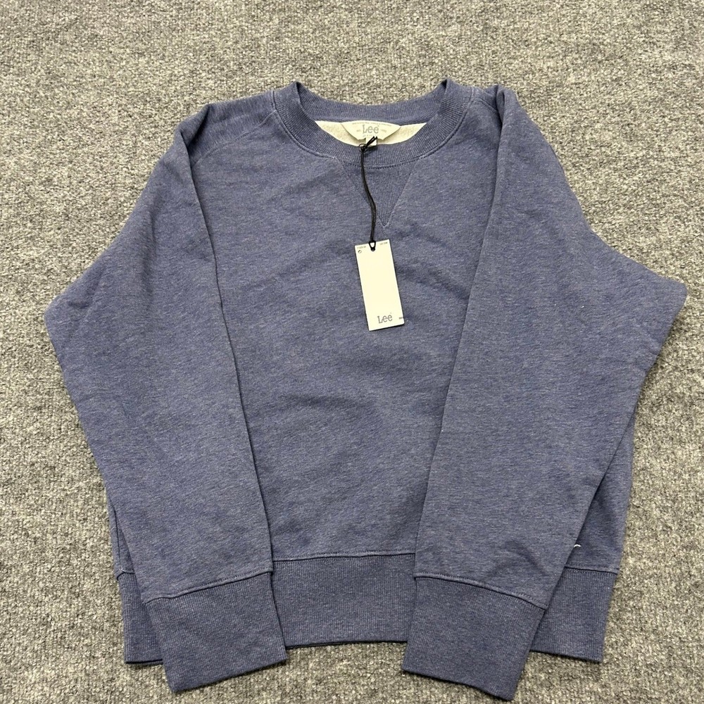 Lee Sweatshirt Mens Size M Blue Relaxed Fit Cotton Blend Crew Neck Pullover NWT
