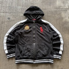 Vintage Polo Ralph Lauren Hoodie Zip Up Purveryors Red Big Pony Logo Men L