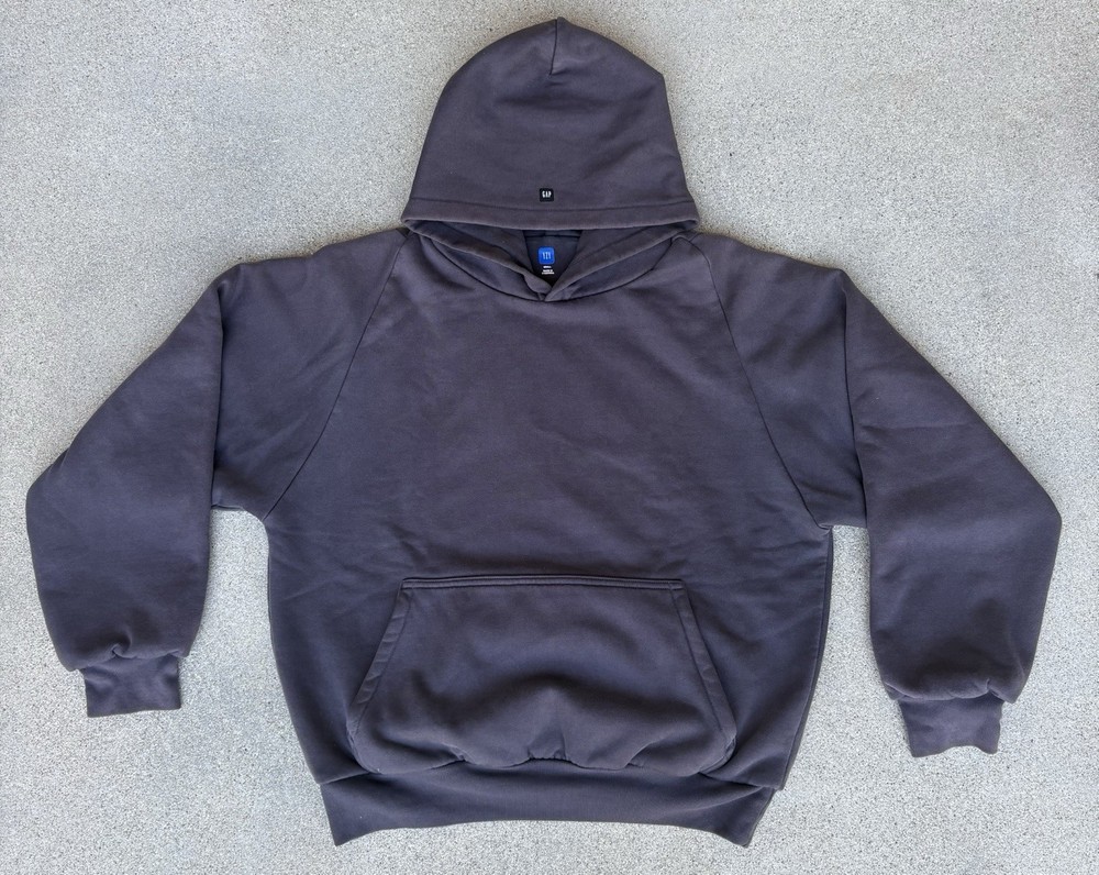 Yeezy Gap Engineered by Balenciaga Logo Shrunken Hoodie Dark Grey Small
